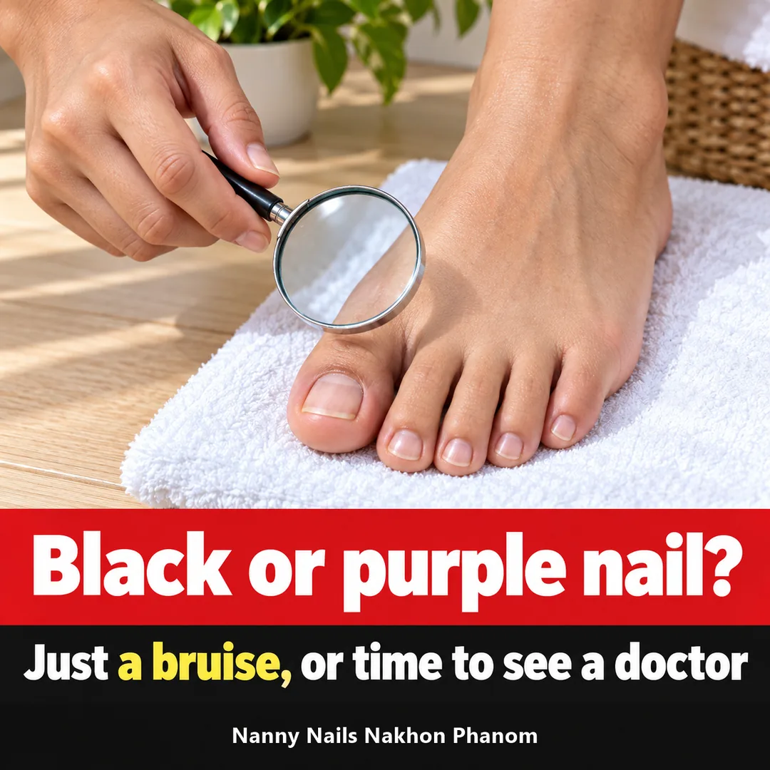 Cover: black or purple nail, just a bruise or time to see a doctor, Nanny Nails Nakhon Phanom