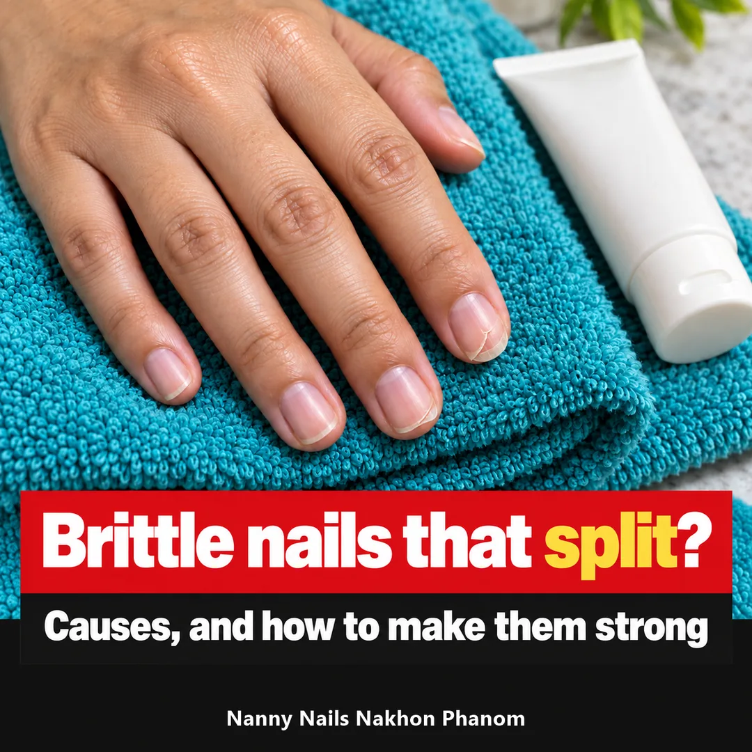 Article cover: brittle nails that split, causes and how to make them strong, Nanny Nails, nail salon in Nakhon Phanom