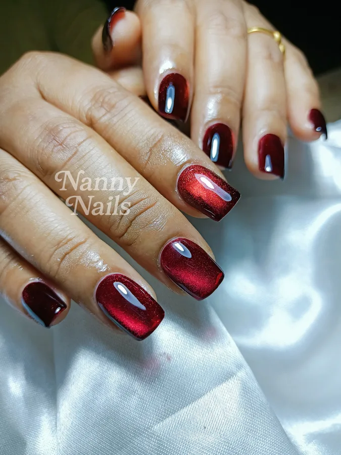 เล็บตรุษจีน 2570 เล็บลูกแก้วสีแดง ร้านทำเล็บนครพนม Nanny Nails