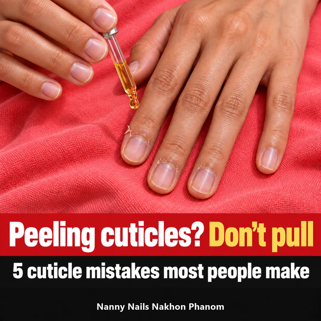 Article cover: peeling cuticles, do not pull your hangnails, Nanny Nails, nail salon in Nakhon Phanom