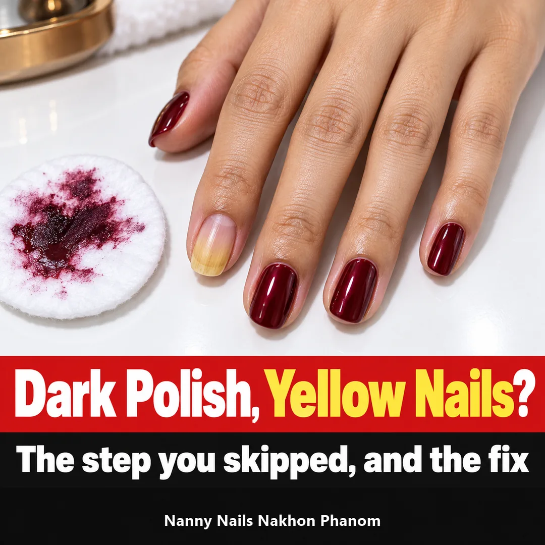 Article cover: dark polish turned your nails yellow, Nanny Nails, nail salon in Nakhon Phanom