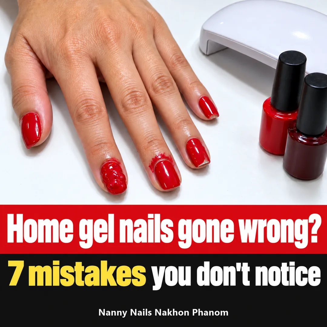 Cover: home gel nails gone wrong, 7 mistakes you do not notice, Nanny Nails Nakhon Phanom