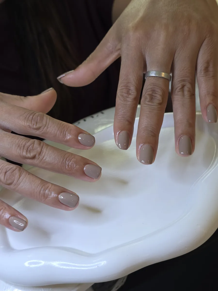 Mocha nude gel nails, minimal and elegant, Nanny Nails, nail salon in Nakhon Phanom