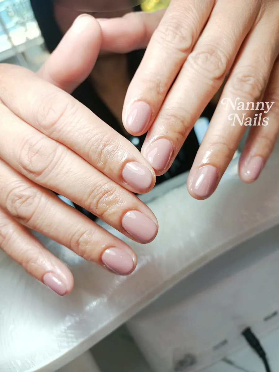 Nude syrup pink gel nails for the office, Nanny Nails, nail salon in Nakhon Phanom