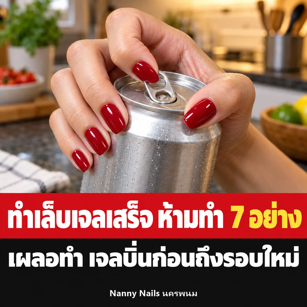 ปกบทความ ทำเล็บเจลเสร็จห้ามทำอะไร 7 อย่างที่ทำให้เจลหลุดก่อนกำหนด Nanny Nails นครพนม