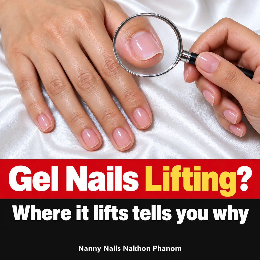 Article cover: why gel nails lift and what the spot tells you, Nanny Nails, nail salon in Nakhon Phanom