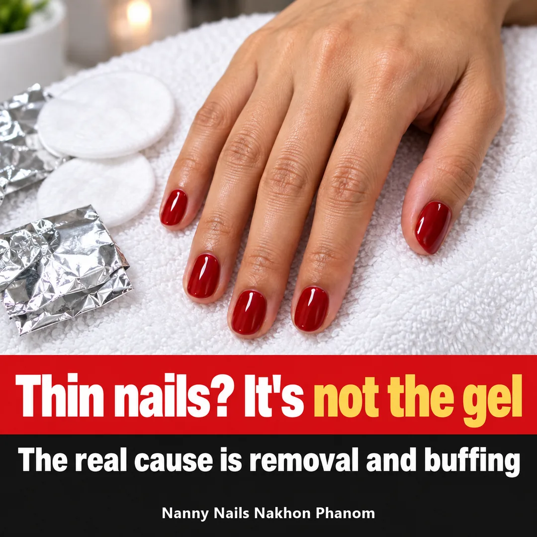 Cover: thin nails are not caused by the gel colour, Nanny Nails Nakhon Phanom