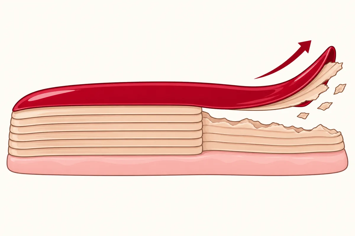 Diagram of gel polish being peeled off a nail and pulling the top nail layers away with it, Nanny Nails Nakhon Phanom
