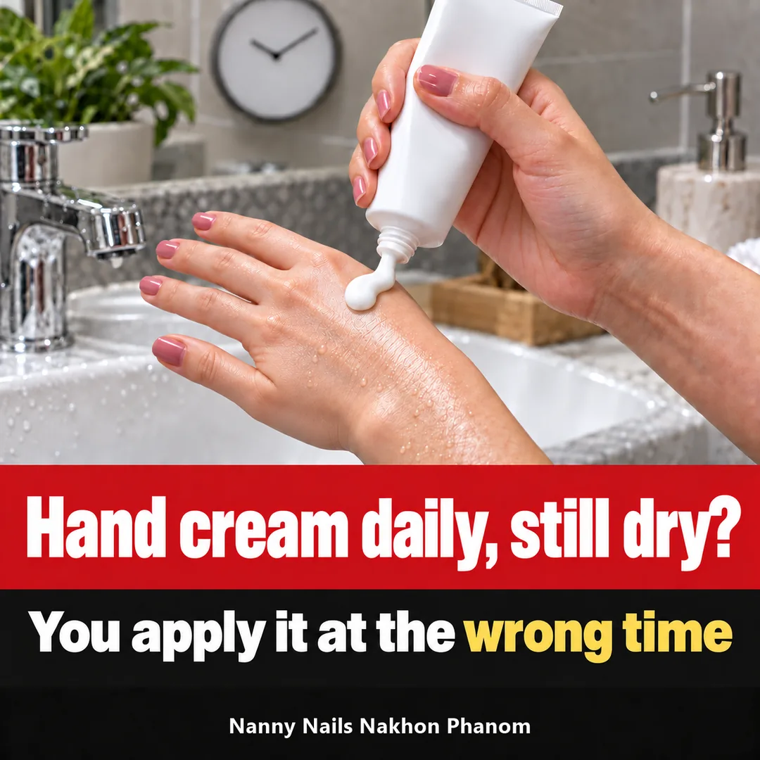 Article cover: using hand cream every day but hands still dry, applying at the wrong time, Nanny Nails, nail salon in Nakhon Phanom