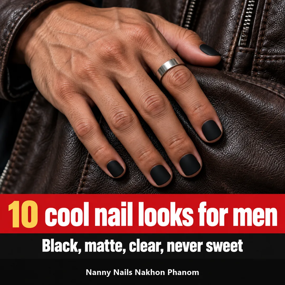 Cover: 10 cool nail looks for men, black, matte, clear, Nanny Nails Nakhon Phanom