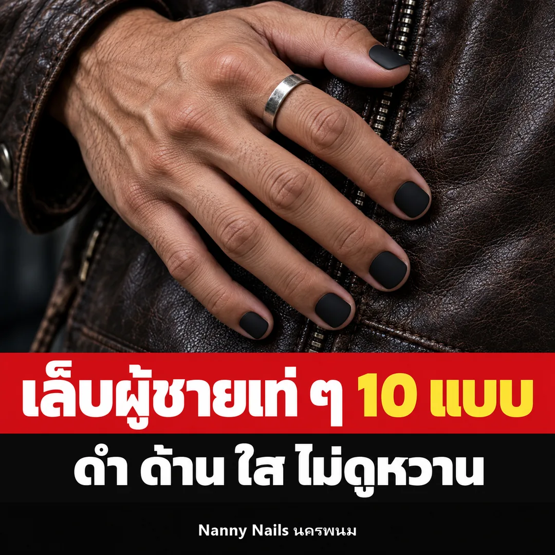ปกบทความ เล็บผู้ชายเท่ ๆ 10 แบบ สีดำ ด้าน ใส Nanny Nails นครพนม