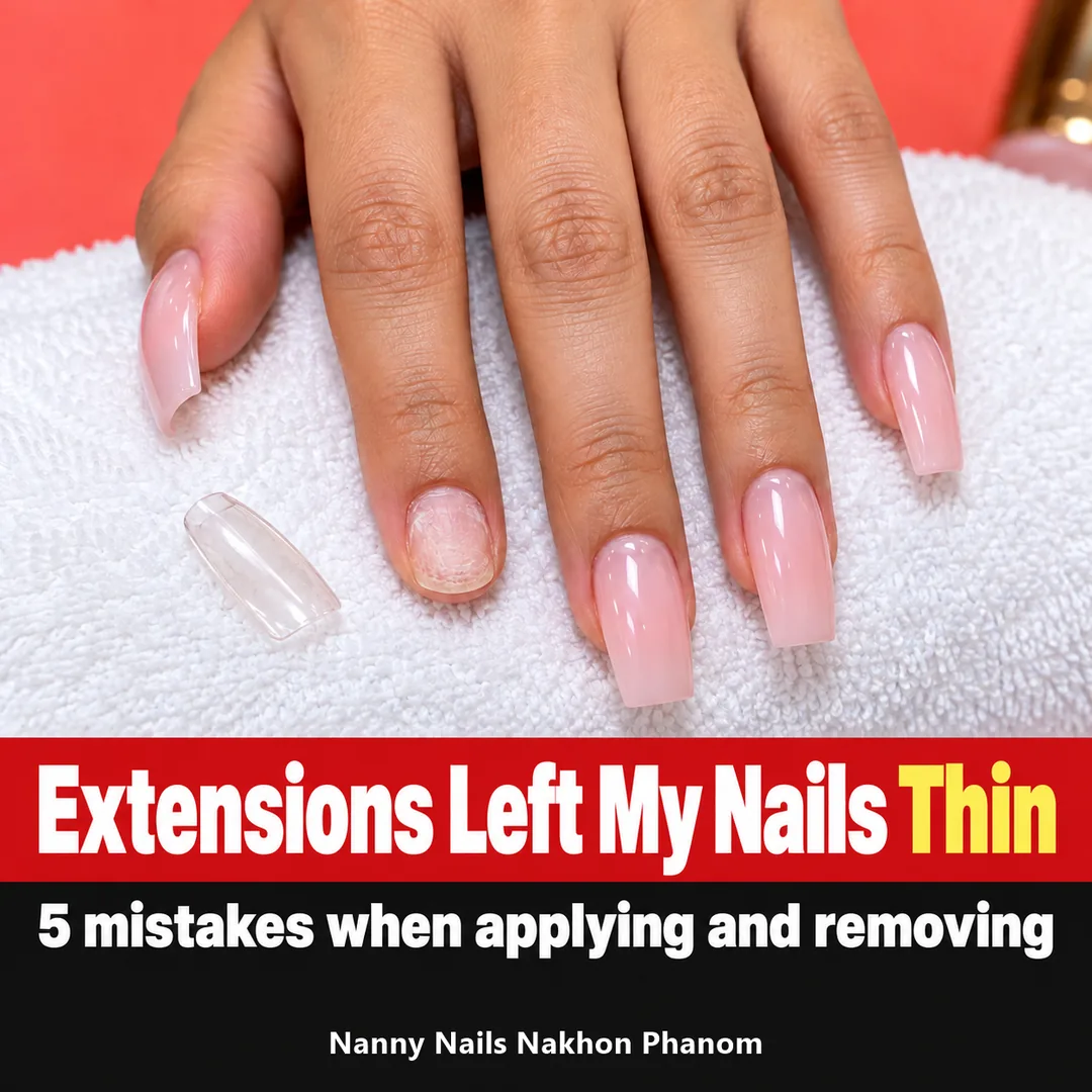 Cover: nail extensions left my nails thin, 5 mistakes when applying and removing, Nanny Nails Nakhon Phanom