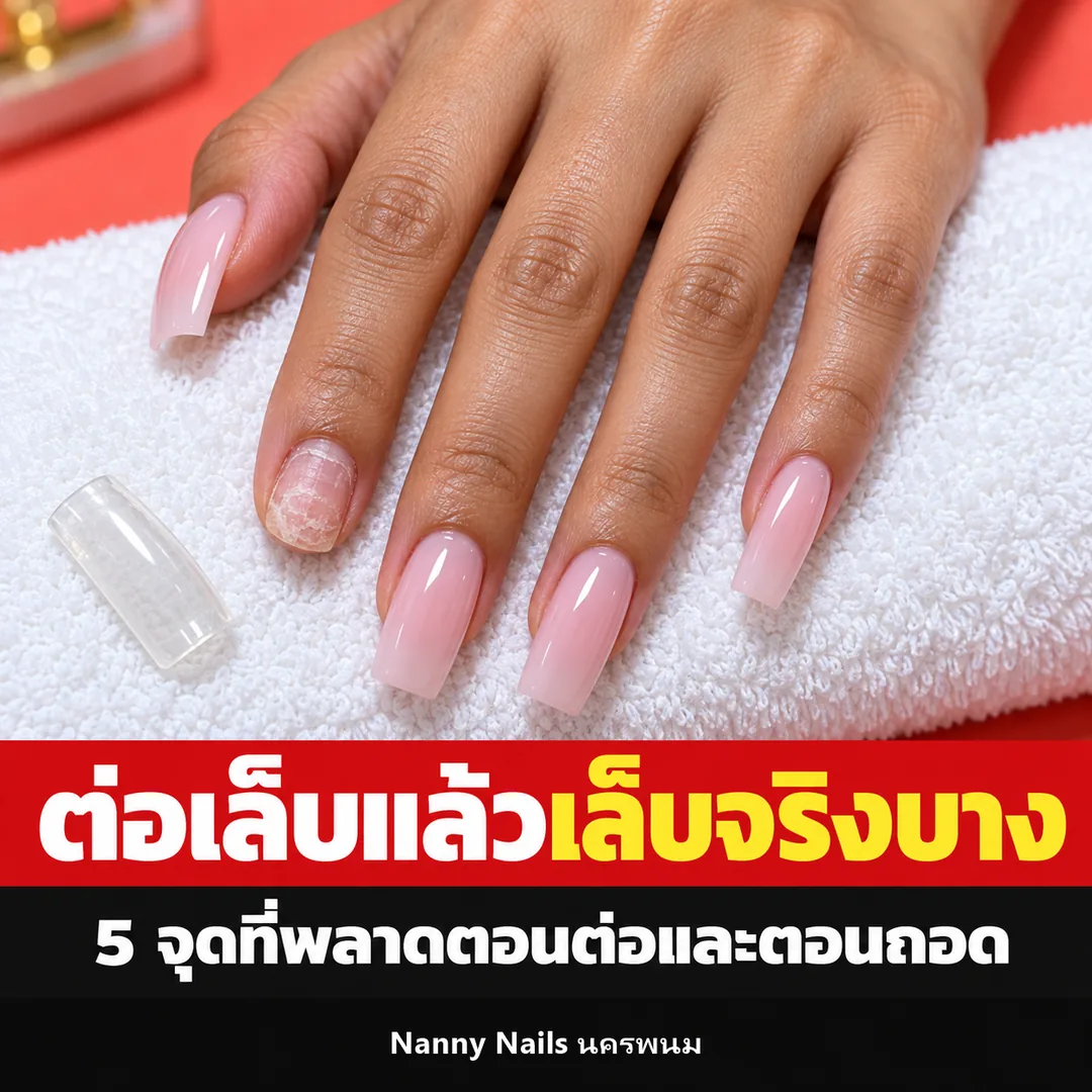ปกบทความ ต่อเล็บแล้วเล็บจริงบาง 5 จุดที่พลาดตอนต่อและตอนถอด Nanny Nails นครพนม