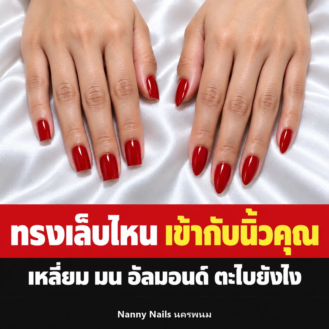 ปกบทความ ตะไบเล็บยังไงให้ทรงสวย เลือกทรงเหลี่ยม มน อัลมอนด์ Nanny Nails นครพนม