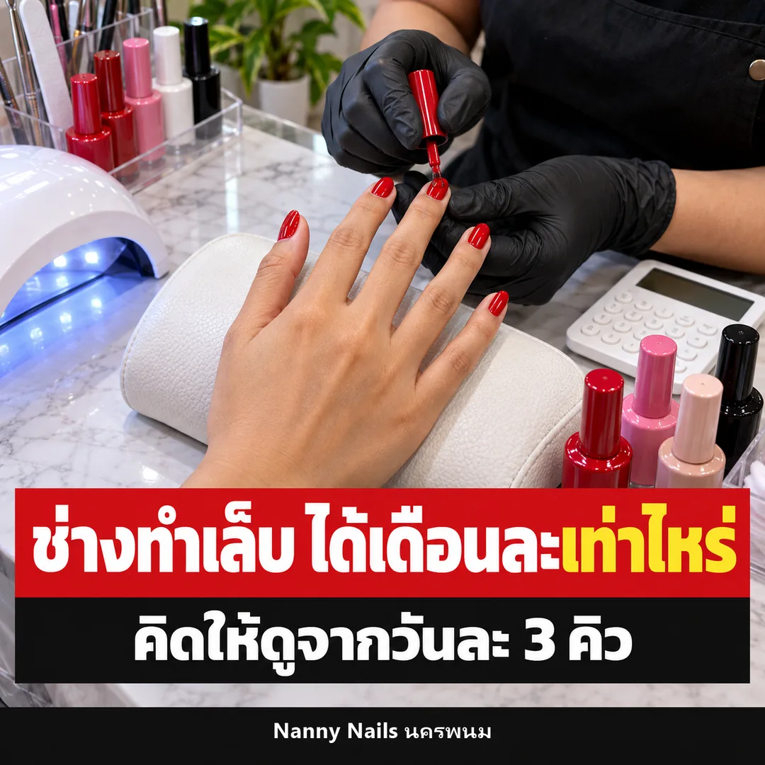 ปกบทความ อาชีพช่างทำเล็บ รายได้ต่อเดือนเท่าไหร่ Nanny Nails นครพนม