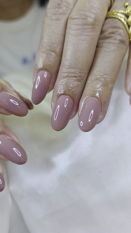 Mauve nude almond nails, Nanny Nails, nail salon in Nakhon Phanom