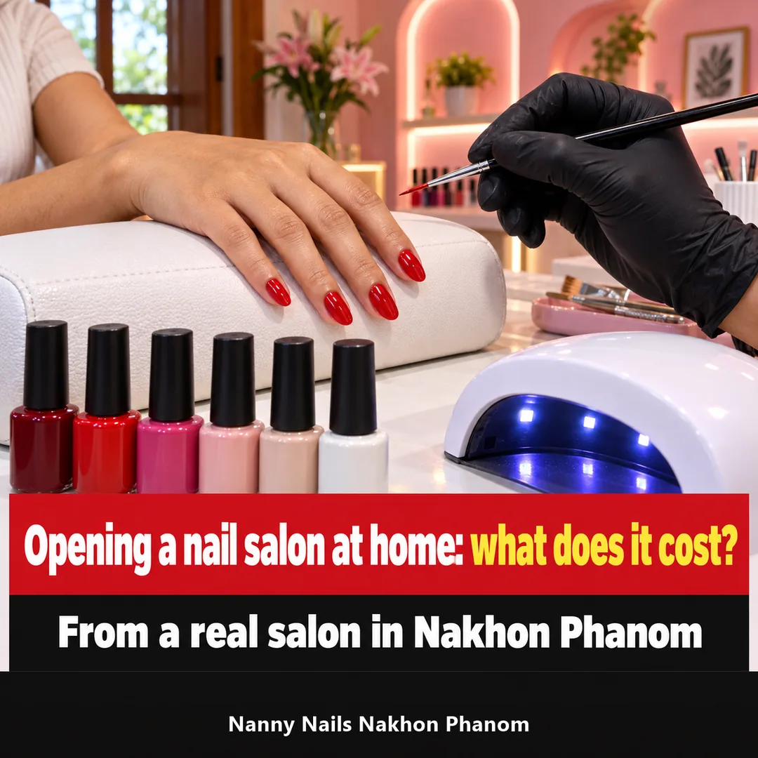 Article cover: opening a nail salon at home, what does it cost, Nanny Nails, nail salon in Nakhon Phanom