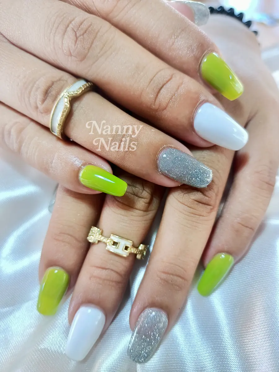 PVC nail extensions in a coffin shape, Nanny Nails, nail salon in Nakhon Phanom