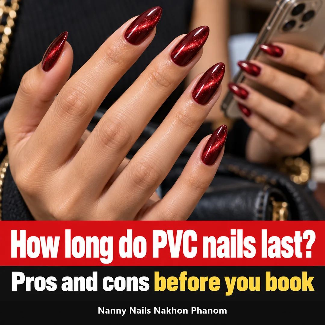 Article cover: how long do PVC nail extensions last, Nanny Nails, nail salon in Nakhon Phanom