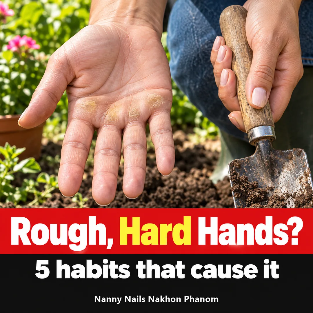 Article cover: what causes rough, calloused hands, 5 habits, Nanny Nails, nail salon in Nakhon Phanom