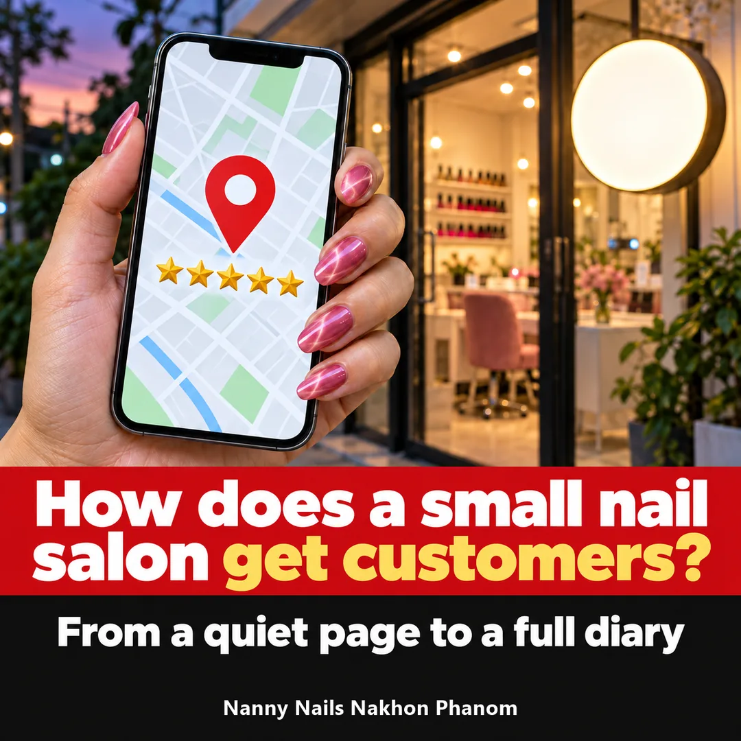 Article cover: how a small nail salon gets customers, Nanny Nails, nail salon in Nakhon Phanom