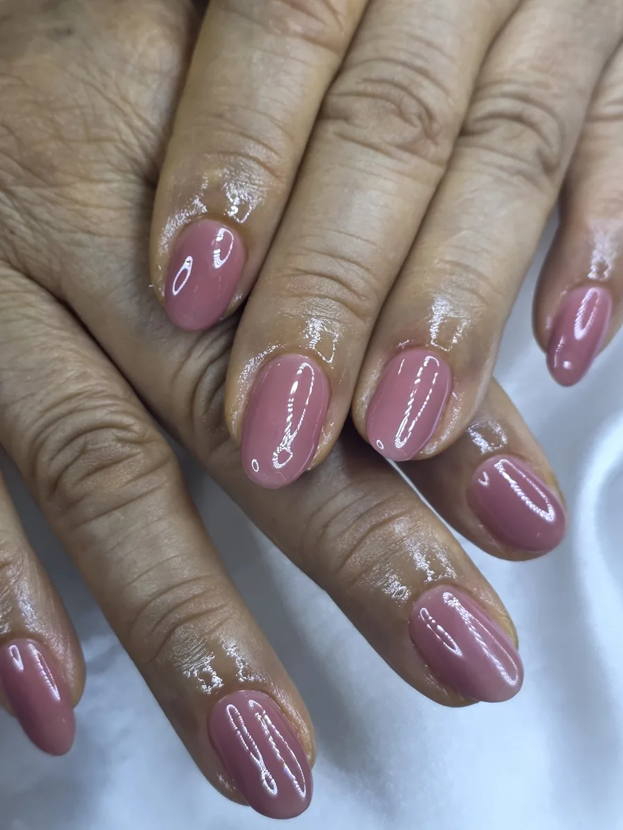 Dusty rose gel nails on deep skin, Nanny Nails, nail salon in Nakhon Phanom