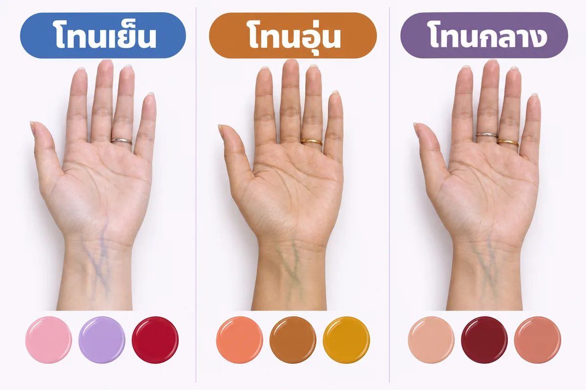 How to check your skin undertone before choosing a flattering nail colour: vein colour on the wrist and silver versus gold jewellery, Nanny Nails, nail salon in Nakhon Phanom