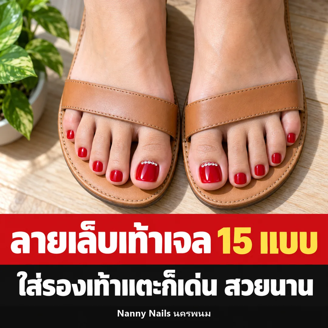 ปกบทความ ลายเล็บเท้าเจล 15 แบบ ร้านทำเล็บนครพนม Nanny Nails
